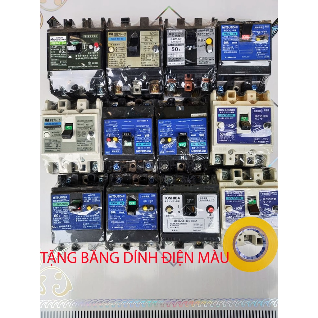 Aptomat chống giật 40A - 50A - 60A. dòng rò 30mA -cb chống giật -at chống dò,nhật bãi độ an toàn cao