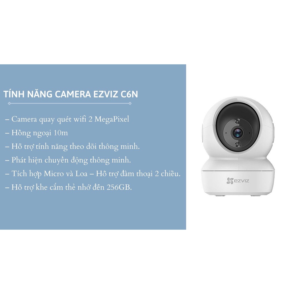Camera Ezviz C6N 1080P 2MP - Camera Wifi Không Dây - Quay 360 Độ - Siêu Nét- Hàng Chính Hãng | BigBuy360 - bigbuy360.vn