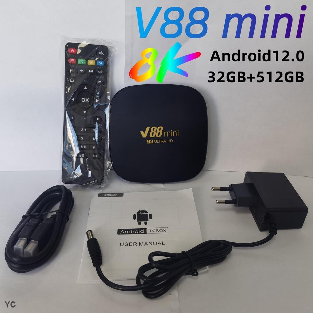 Đầu TV Box V88 mini 32GB / 512GB Wifi 2.4G Android 12.0 8K Ultra HD ChấT LượNg Cao KèM Phụ KiệN