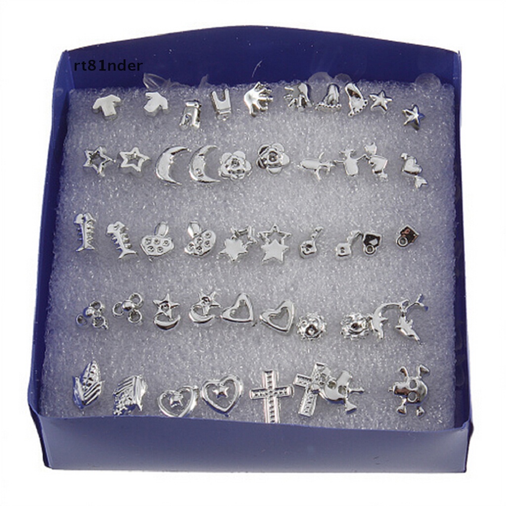 Set 24 Đôi Bông Tai Mạ Bạc Nhiều Kiểu Dáng Thời Trang