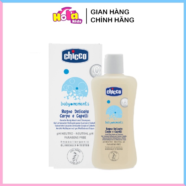 Sữa tắm gội toàn thân cho bé Chicco chai 200ml chiết xuất yến mạch chống rôm sẩy HolaKids