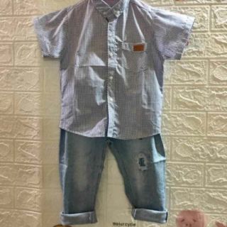Áo sơ mi quần jean bé trai( cả set)