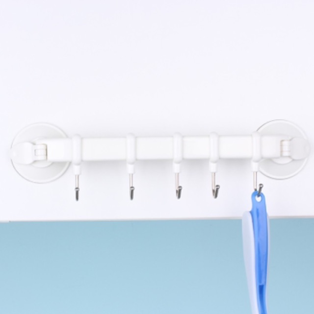 Móc treo đồ hút chân không 5 móc inox, xoay KM552