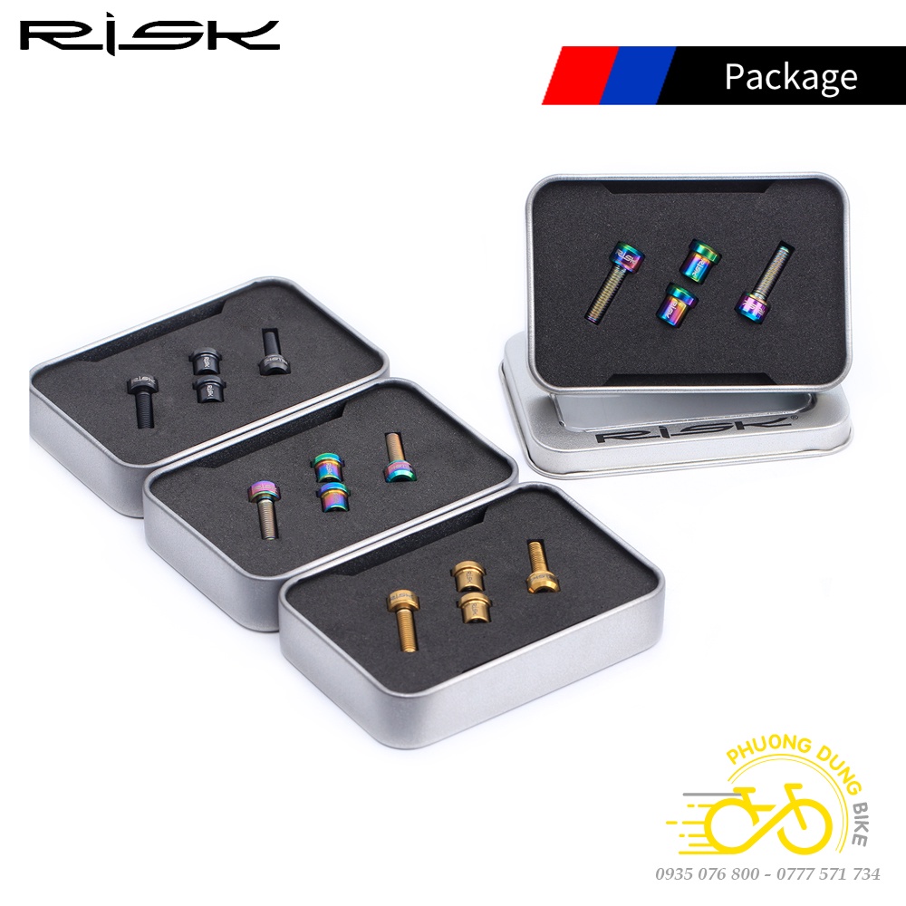 Bộ 2 Ốc vít Titanium cho pô tăng xe đạp RISK M5x18mm