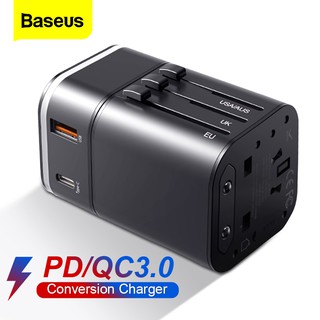 Baseus 18W QC3.0 PD Travel Wall Socket Fast Charging International Plug Power Adapter Charger For UK EU AU US Plug USB Charger For iPhone Android