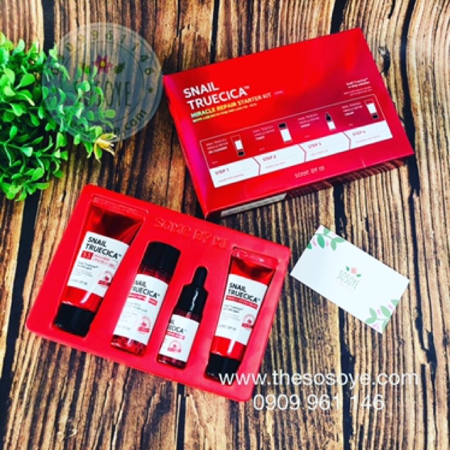 [ Set 4 món] Bộ Dưỡng Phục Hồi Da, Cải Thiện Sẹo Lõm Some By Mi Snail Truecica Miracle Repair Starter Kit