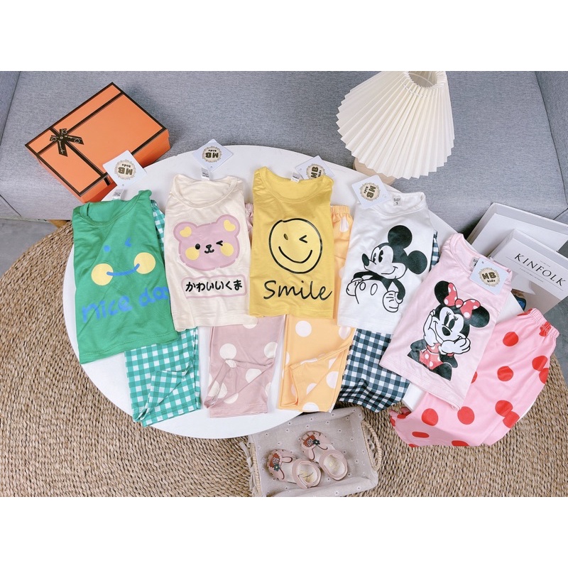 Bộ Đồ Thun Lạnh Dài Tay Bé Trai, Bé Gái 8-20kg Chất Co Giãn Hình Ép 3D Không Bong - AN.KID