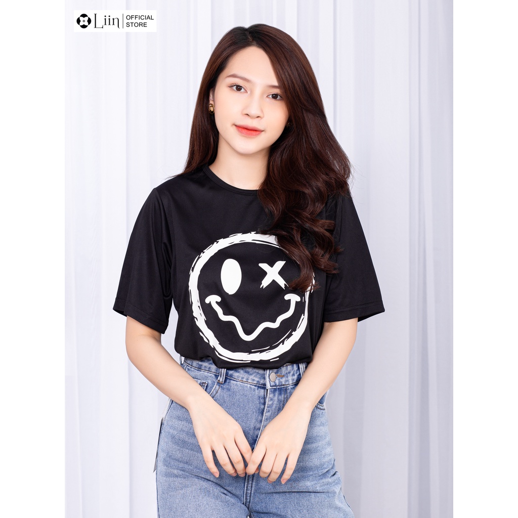 Áo Phông nữ chất liệu thun in hình Smile kiểu dáng trẻ trung, năng động Liin Clothing A2169