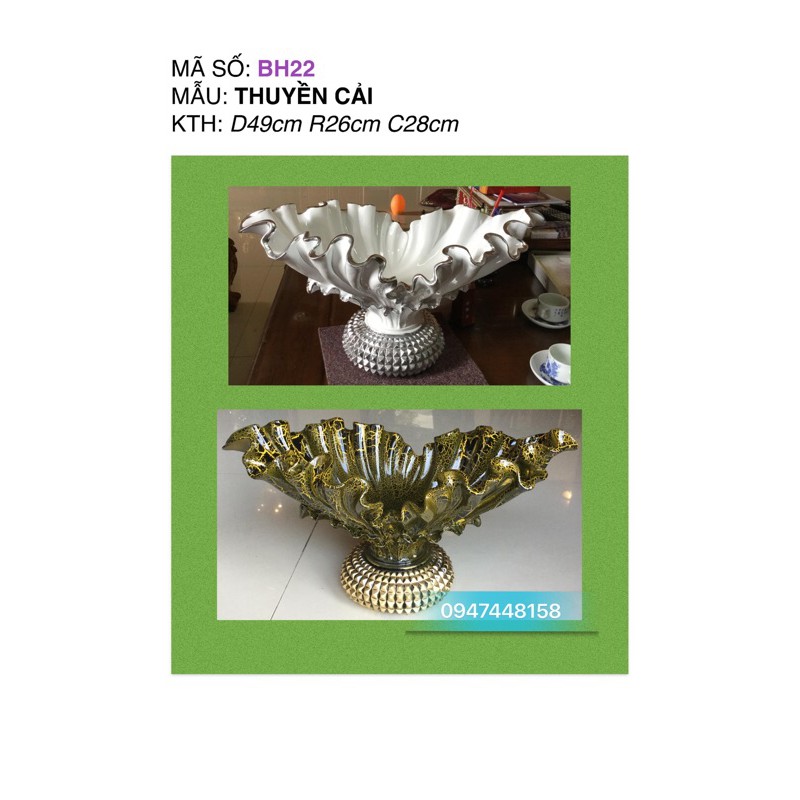 Bình hoa composite dáng thuyền cải cao 28cm