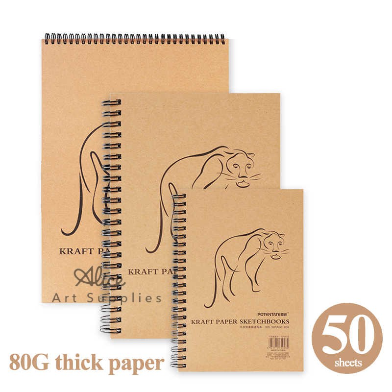 Sổ Lò Xo Giấy Xi Măng Vẽ Chì KRAFT PAPER Sketchbooks Craft Paper Sketchbook 50 Trang [POTENTATE]