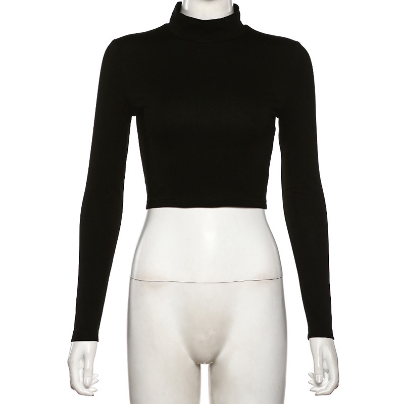 DUNEA Áo thun croptop tay dài hở lưng dáng ôm phối dây buộc thiết kế quyến rũ thời trang cho nữ