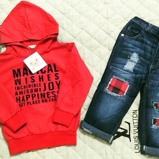Bộ mũ trùm + quần jeans