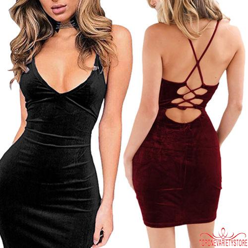 Đầm Nhung Ôm Body Không Tay Hở Lưng Quyến Rũ