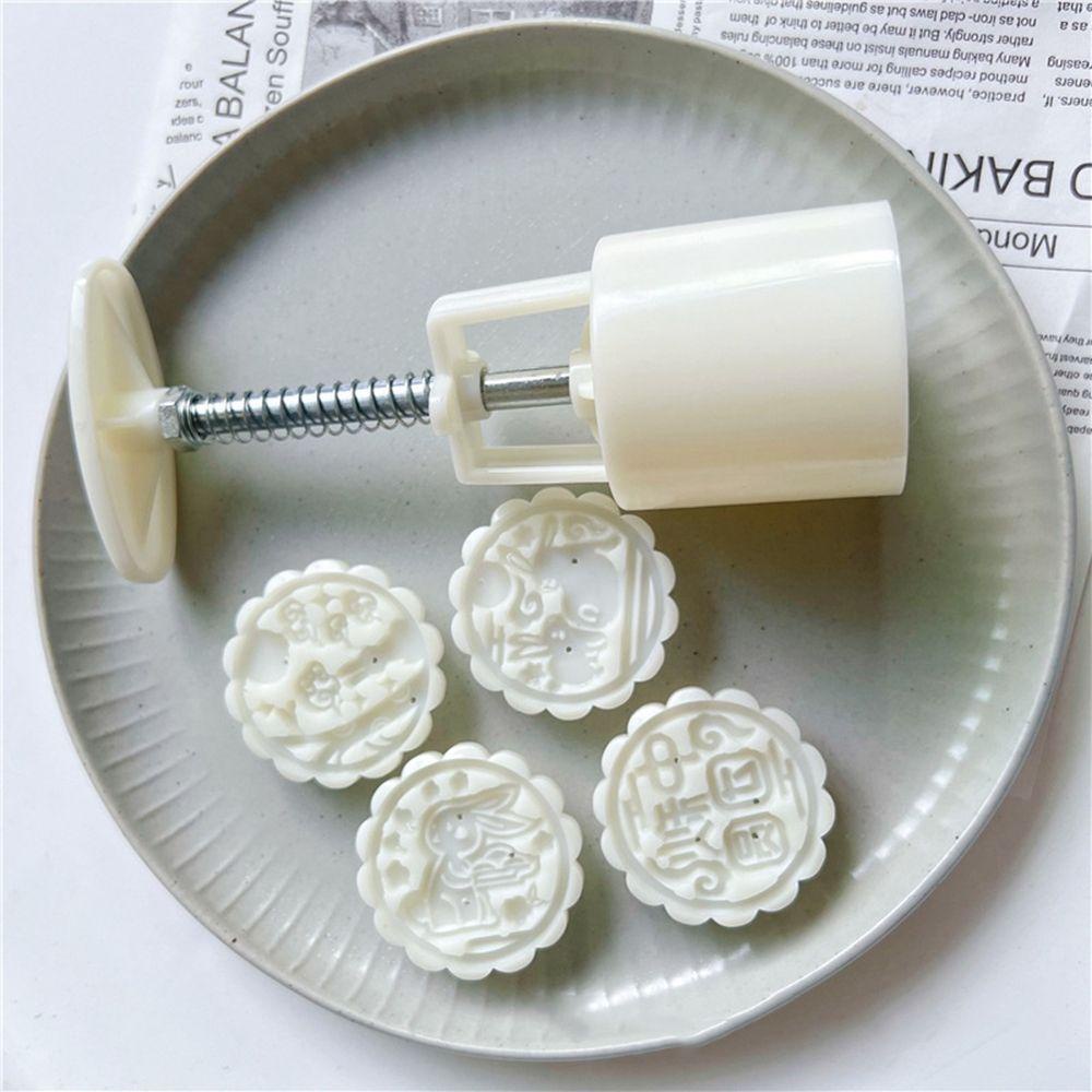 Set 4 Khuôn Làm Bánh Trung Thu Dạng Nhấn Thủ Công Có Thể Tái Sử Dụng