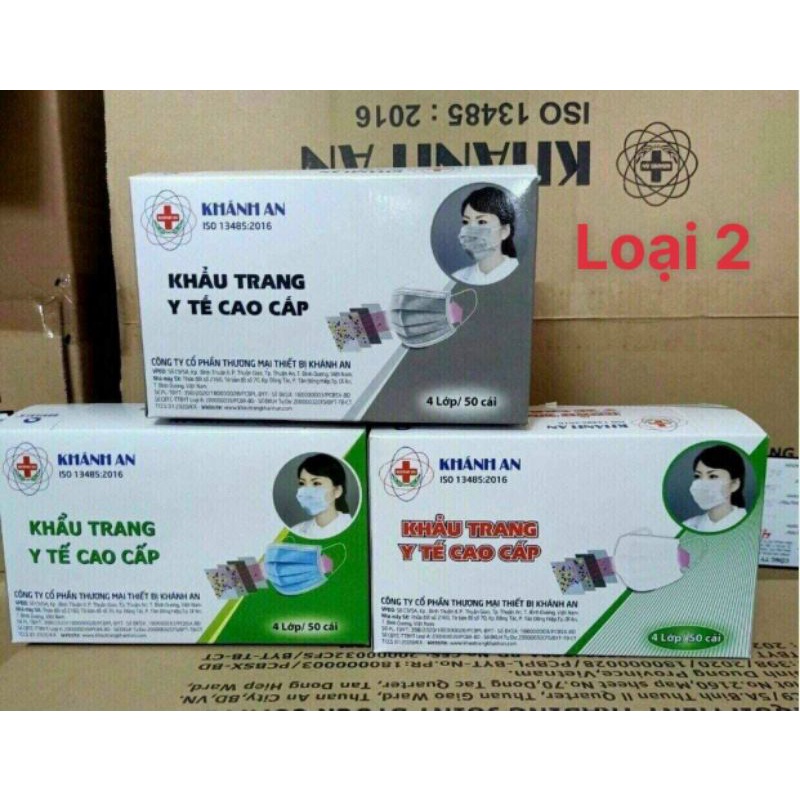 Hộp 50 cái khẩu Trang y tế 4 lớp kháng khuẩn thương hiệu Khánh An