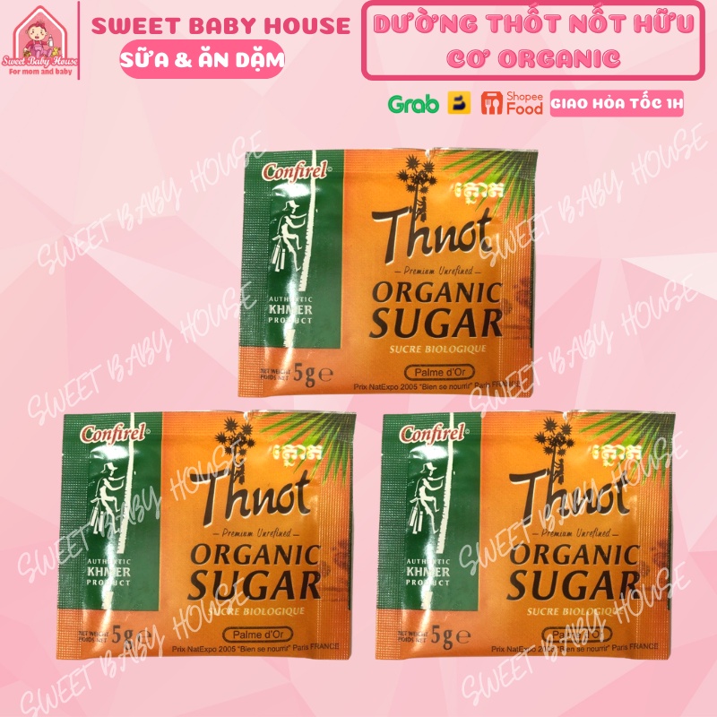 Đường thốt nốt hữu cơ Thnot Confirel gói 5g cho bé ăn dặm. Date 7/2025- Sweet Baby House