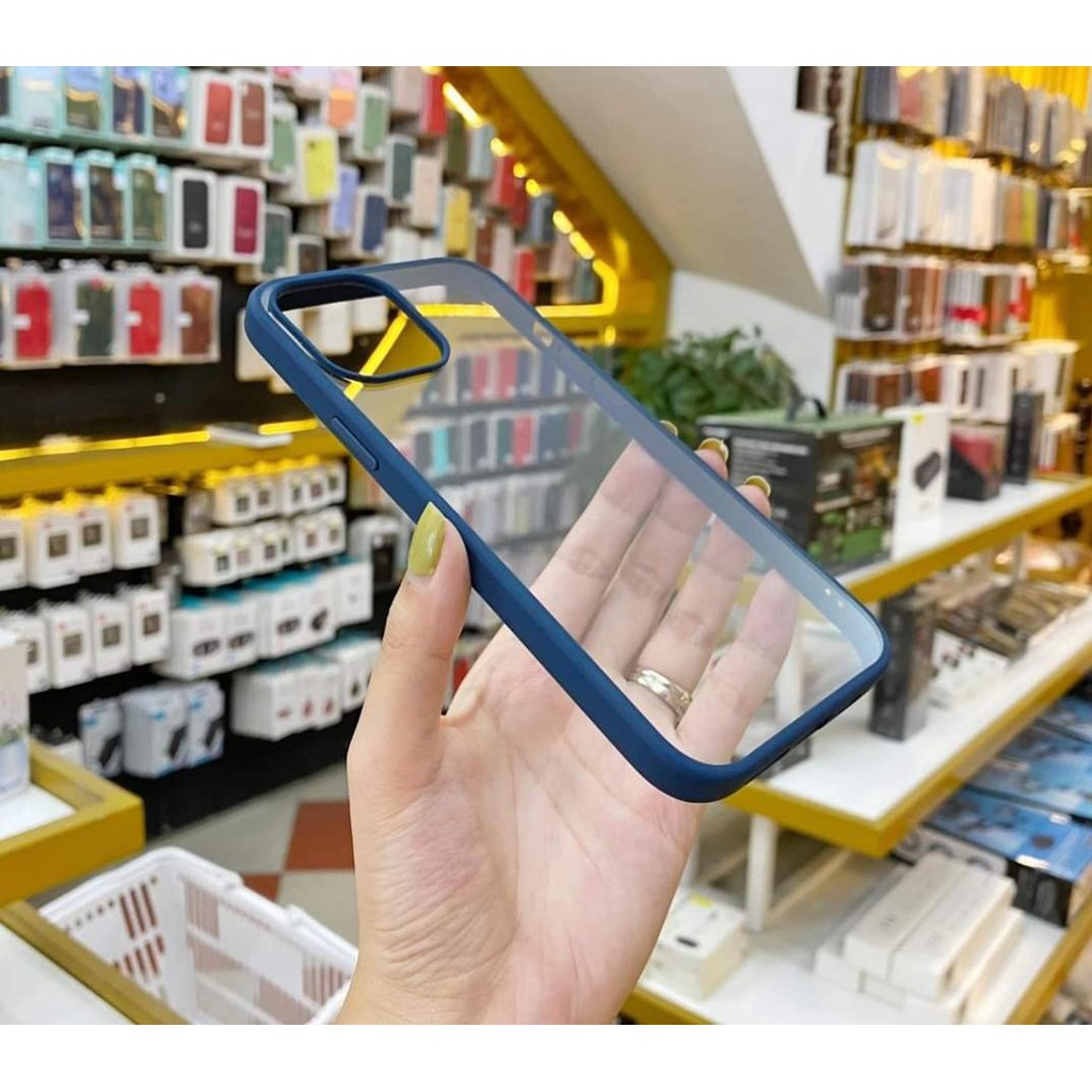 (Mẫu Mới) Ốp lưng LikGus chống sốc meka trong viền mầu iPhone 12 mini 12 / 12 Pro/ 12 Pro Max/ 11 trong veo không ố màu