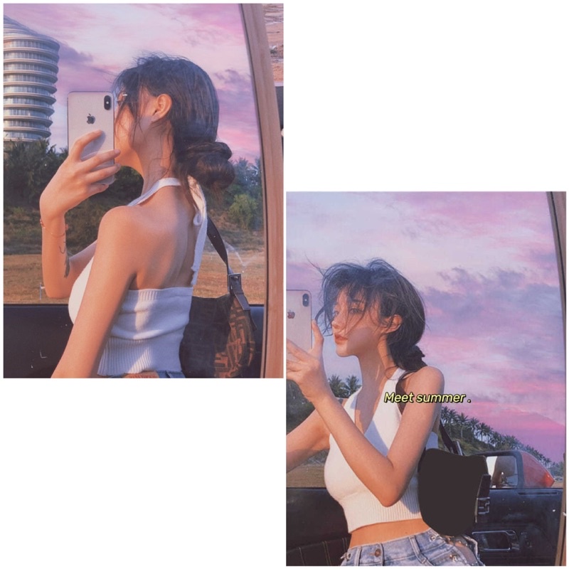 ÁO YẾM CROPTOP CỘT DÂY HỞ LƯNG XINH ĐẸP alohashop91