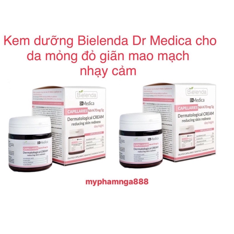 Kem dưỡng Bielenda Dr Medica cho da mỏng và giãn mao mạch nhạy cảm 50ml