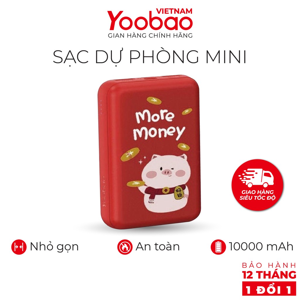 Pin Sạc dự phòng Yoobao mini 10000mAh P10W Sạc đồng thời 2 thiết bị - Hãng phân phối chính hãng