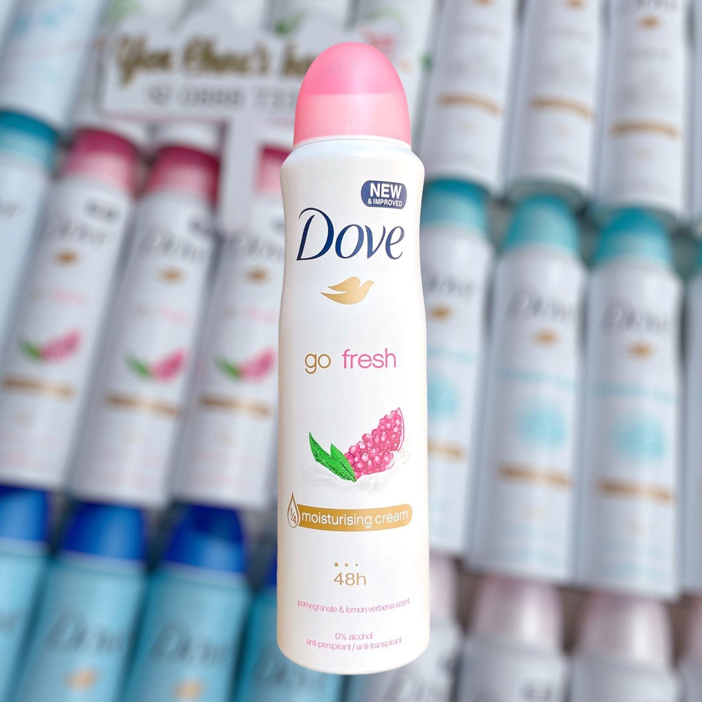Xịt khử mùi Dove dưỡng ẩm, ngăn mùi 48h - 150ml