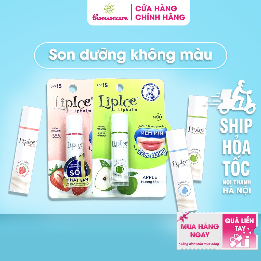 Son dưỡng Lipice không màu Tuýp 4.3 g - Chính hãng Lip Ice Lipbalm dưỡng môi giảm thâm, khô, nứt nẻ giúp môi căng mọng