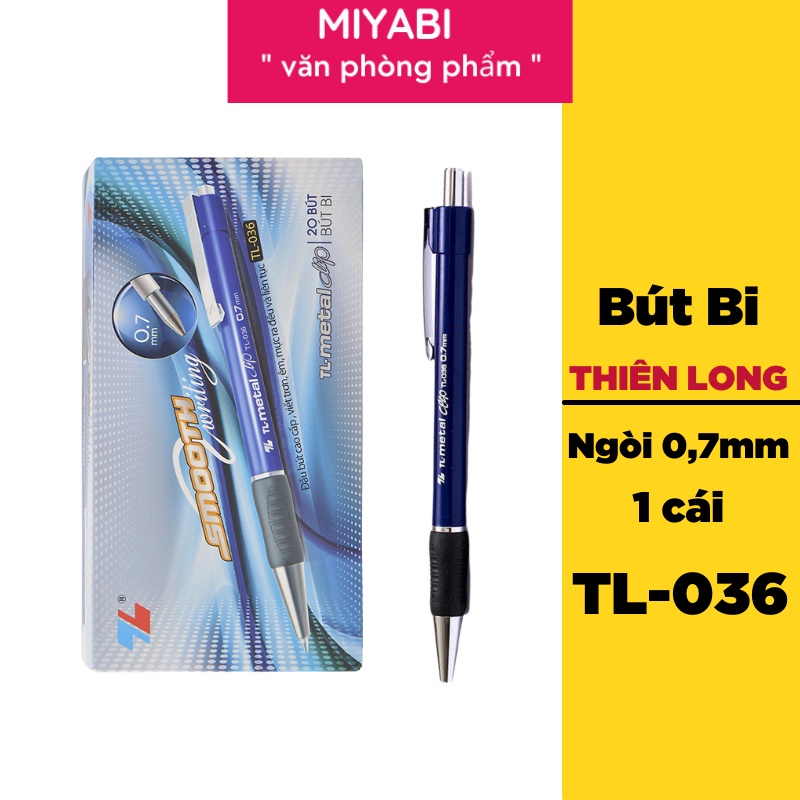 Bút bi thiên long xanh / đen  TL-036 ngòi 0.7mm- 1 cái cao cấp dùng cho văn phòng