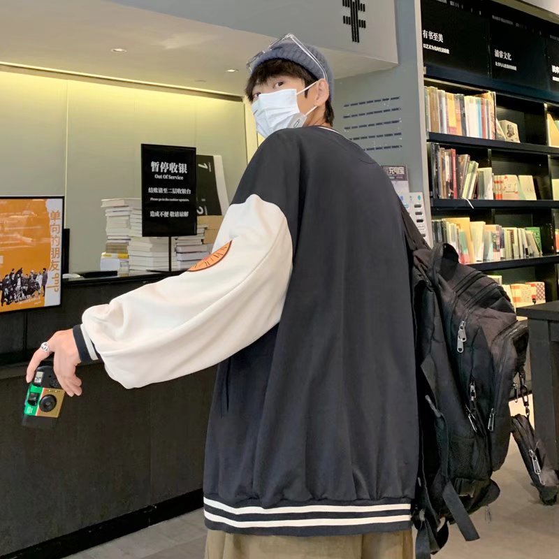 Áo khoác bóng chày dáng rộng phong cách Hong Kong thời trang xuân thu mới cho nam