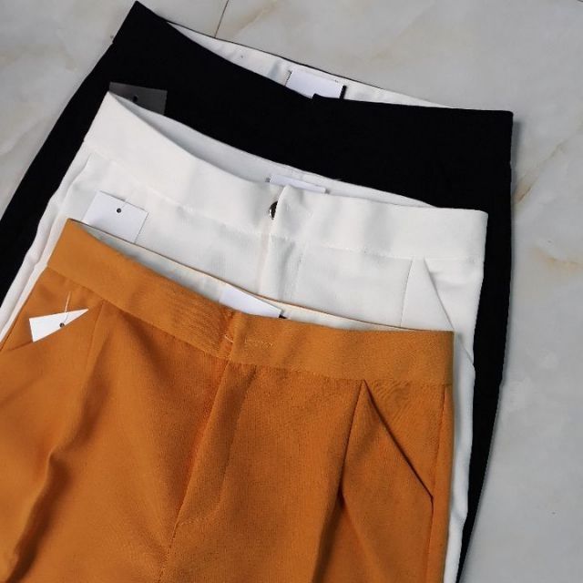 Quần Baggy ly chéo Sang chảnh 3 màu Đen- Vàng- Trắng