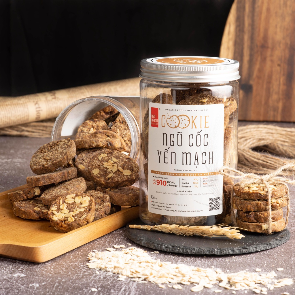 Cookie Ngũ Cốc Yến Mạch 300g Không Đường Không Bột Mì Dinh Dưỡng Sức Khỏe