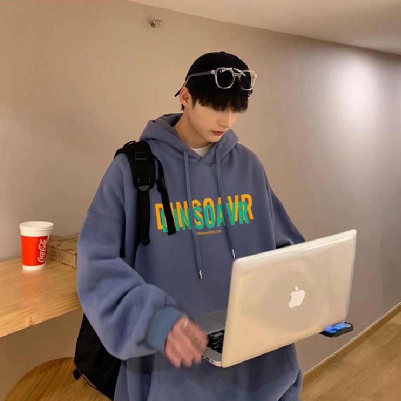 Áo hoodie Thể Thao Dáng Rộng In Chữ Phong Cách Hip Hop Đường Phố Hàn Quốc Thời Trang Mùa Đông Cho Nam [M-5XL]