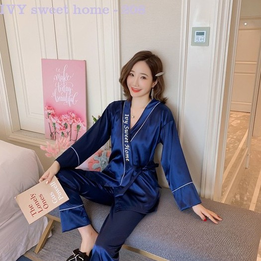 Kimono Nữ Lụa Dài - Bộ Ngủ Dài TayThu Đông  BIG SIZE XL Lụa Băng Mềm Mại - IVY079