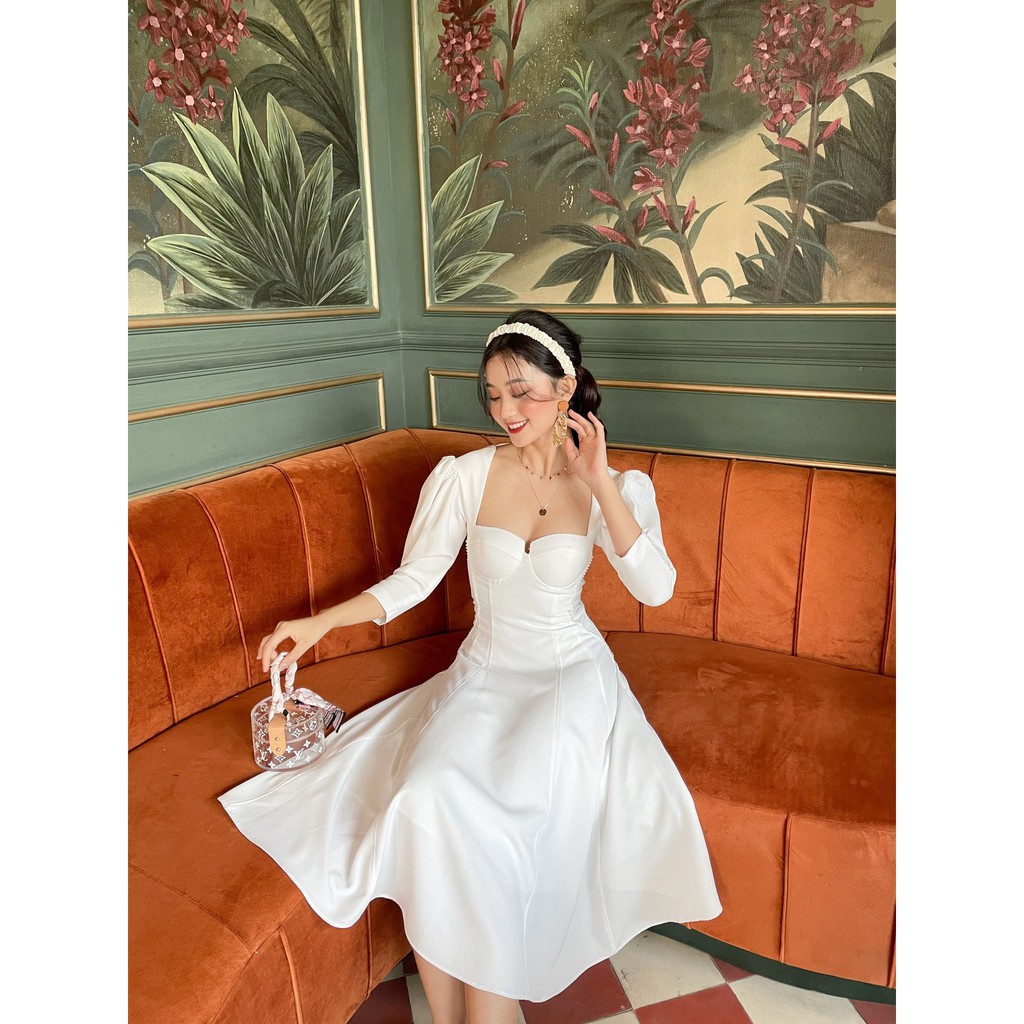 [Mã SKAMSALEP6 giảm 10% tối đa 100K đơn 150K] SÒ VINTAGE - KABI Đầm xòe cúp ngực tay phồng | BigBuy360 - bigbuy360.vn