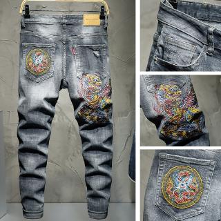 Quần Jean Nam Thêu Họa Tiết Thời Trang