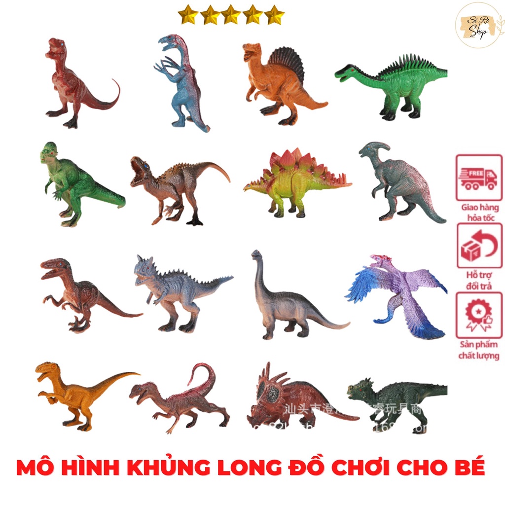 Mô hình khủng long SHOPSIRO, đồ chơi khủng long bằng nhựa cho bé, bộ gồm 4 con khủng long ngẫu nhiên 9-12cm
