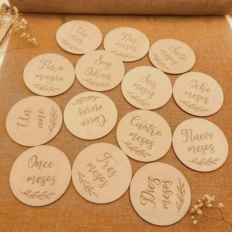 Set 14 Tấm Thẻ Ghi Âm Dùng Làm Đạo Cụ Chụp Ảnh Kỷ Niệm Theo Tháng Cho Bé Sơ Sinh