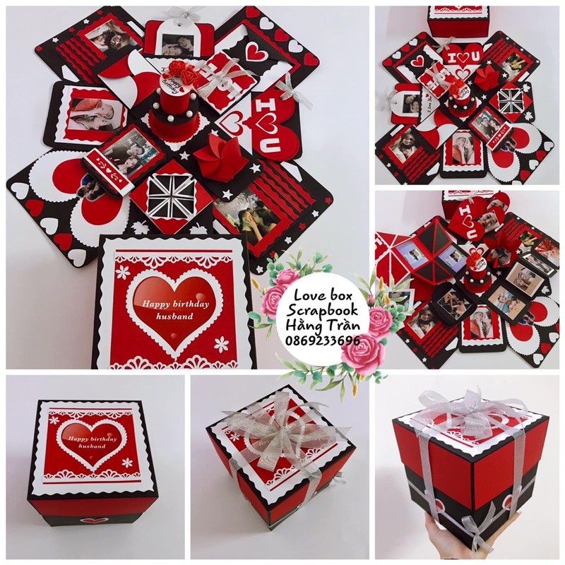 Hộp love box tình yêu giấy trơn 15cm ( Tặng in 30 ảnh)