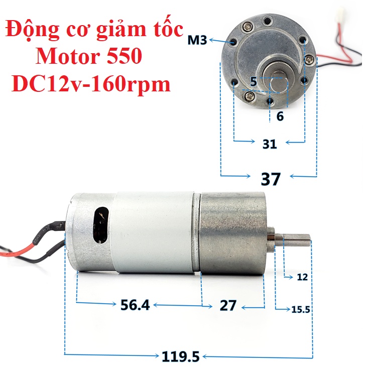 Động cơ giảm tốc cỡ trung Motor 550, 775