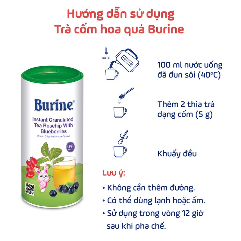 Trà cốm hoa quả HiPP Burine 200g bổ sung Vitamin C, tăng đề kháng