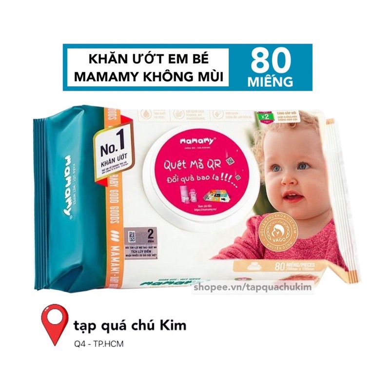 Khăn ướt em bé MAMAMY không mùi 80 TỜ - tapquachukim