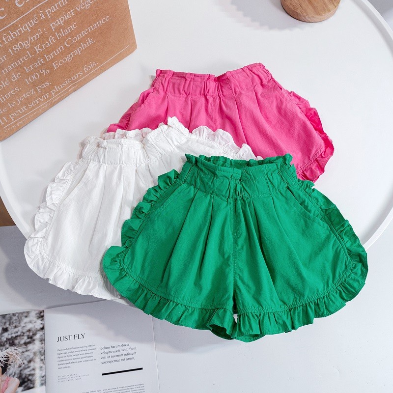 Quần Short Viền Bèo Phong Cách Hàn Quốc Cho Bé Gái