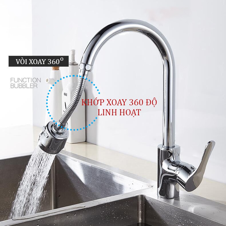 Đầu vòi nước tăng áp, vòi rửa chén INOX 304 chính hãng cao cấp 2 chế độ nước nhập khẩu