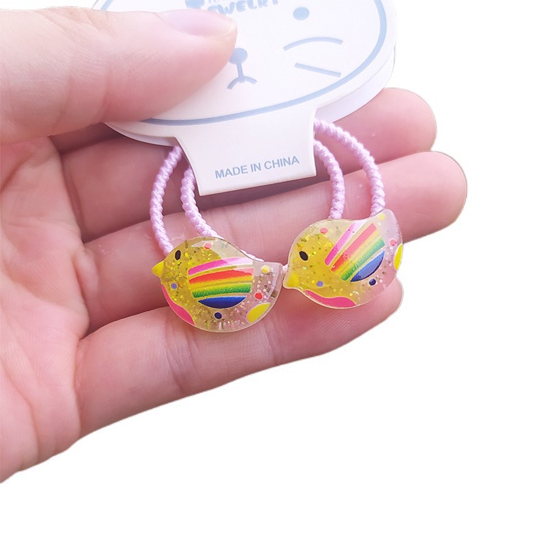Set 2 Dây Cột Tóc Co Giãn Họa Tiết Hoạt Hình Dễ Thương Cho Bé Gái