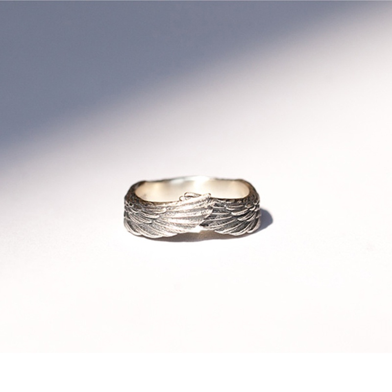 Nhẫn Hở Hình Đôi Cánh Thiên Thần Bằng Hợp Kim Màu Bạc Dễ Điều Chỉnh Cho Nam Và Nữ