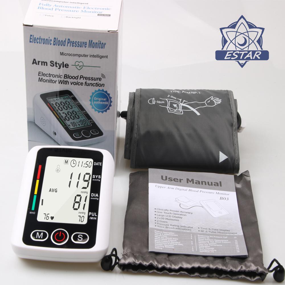 Máy đo huyết áp Pin nhẹ Kỹ thuật số trên cánh tay Máy đo nhịp tim Máy đo huyết áp
