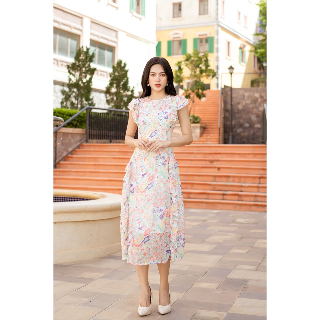 Đầm voan dài đuôi cá hoa nhỏ xinh xắn SD1346 - Phong Cách SAIGON