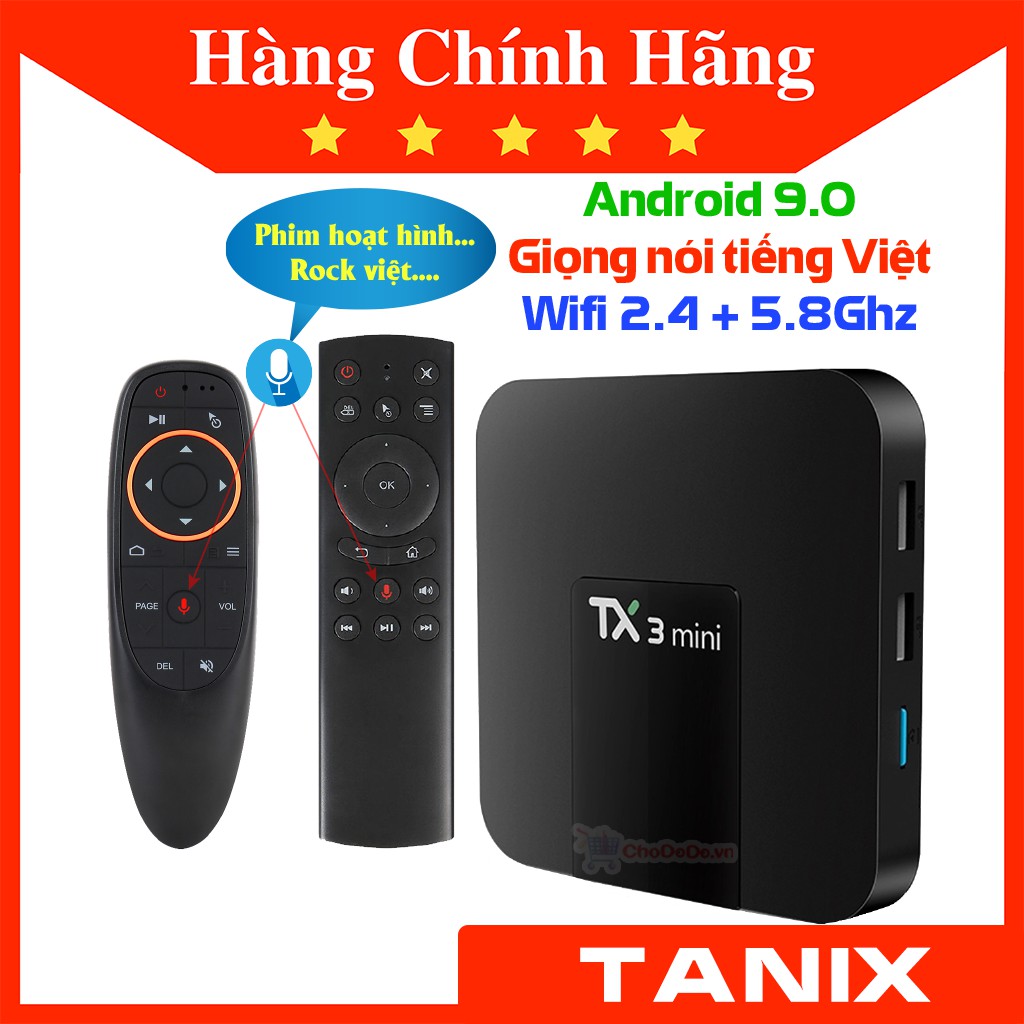 TX3 Mini Mới WiFi 2 băng tần - Bluetooth - Android 9.0 - Tìm kiếm giọng nói tiếng Việt - Ram 2GB ROM 16GB