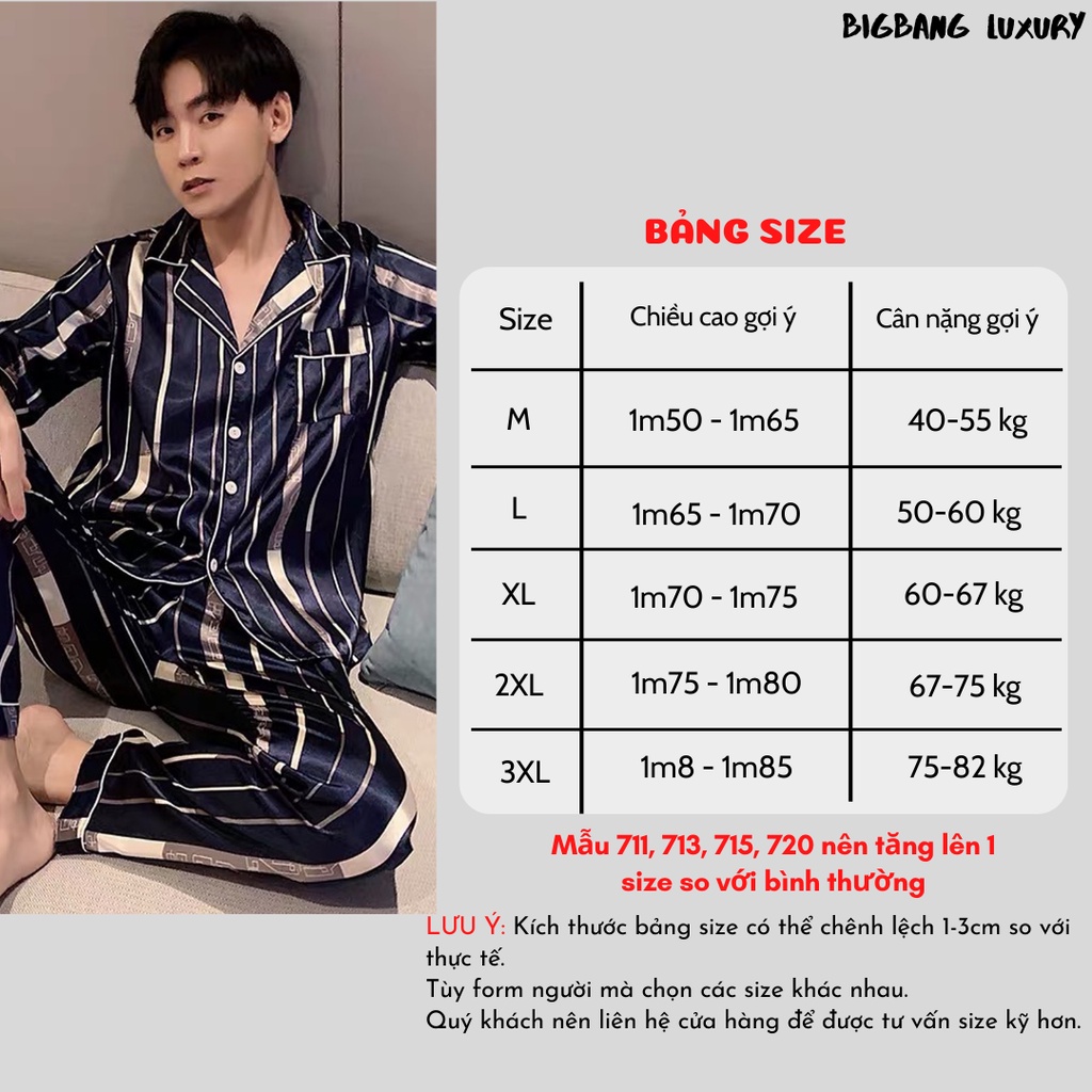 Bộ Ngủ Lụa Pijama Nam Bigbang Luxury Đồ Ngủ Mặc Nhà Nam Màu Trơn Chất Siêu Đẹp