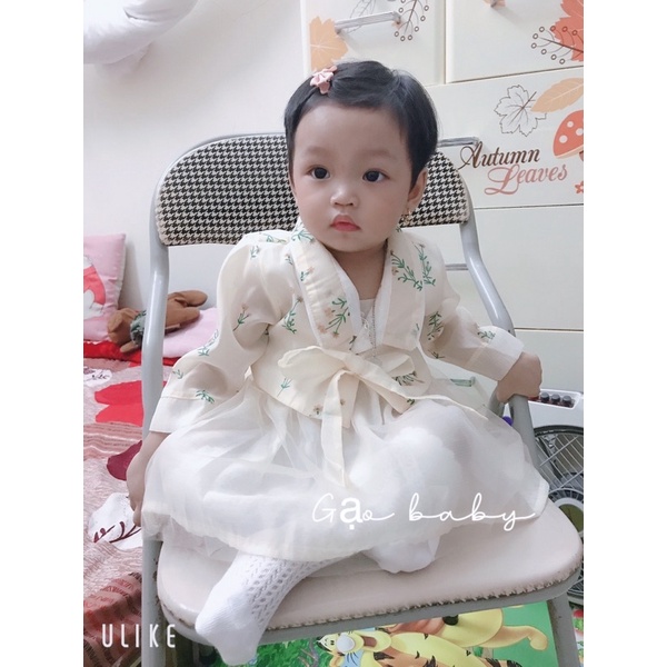 quần áo trẻ em - Váy hanbok cách tân hoạ tiết hoa nhí cho bé từ 6-14kg