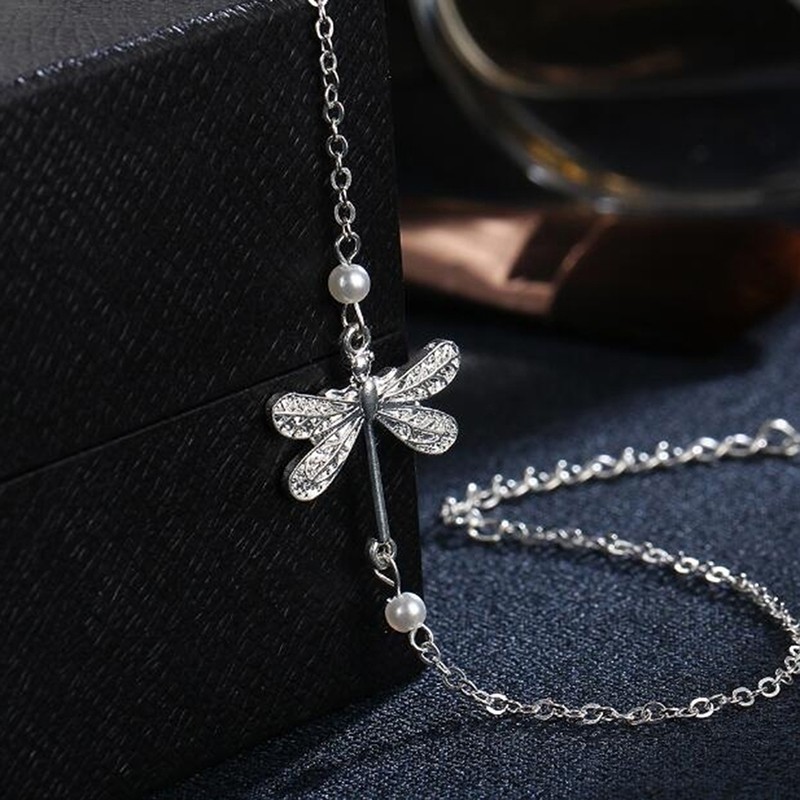 Lắc chân chuồn chuồn đính ngọc trai bạc | BigBuy360 - bigbuy360.vn